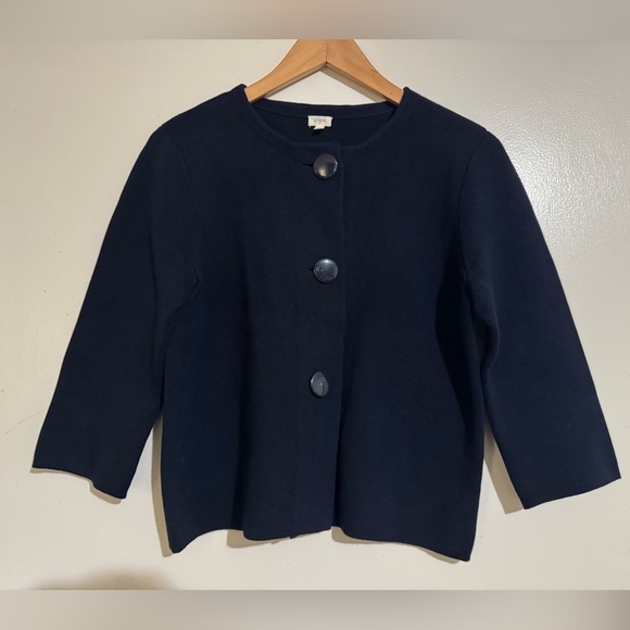 J. Crew Factory Sweaters - J Crew factory Women's Navy Jacket sweater Medium large buttons 100% cotton